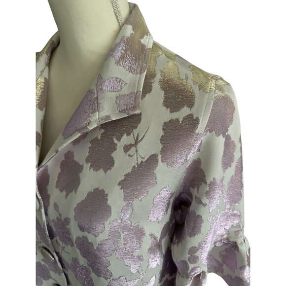 CAROLINE ROSE Floral Lavender Iridescent Lightweight Jacket Coat Sz S NEW w tags - Picture 2 of 12